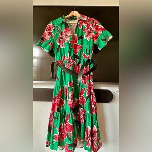 Green Zara summer dress with black belt